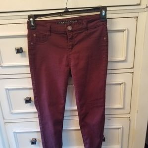 Burgundy skinny jeans